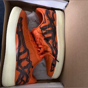 Nike Air Force 1 Skeleton QS Orange and Black Sneakers